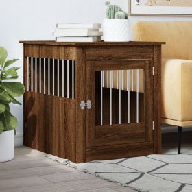 Dog Crate Furniture Brown Oak 25.4"x31.5"x28" Engineered Wood