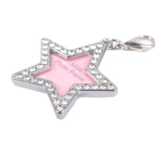 Pet Star Shape Rhinestone Writable Name Telphone ID Tags for Dogs Cats